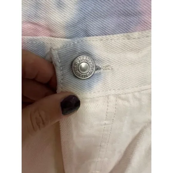 NEW Levi's 501 Jeans Womens Straight Leg White Tie Dye High Waisted Size 31x30 - Picture 12 of 14